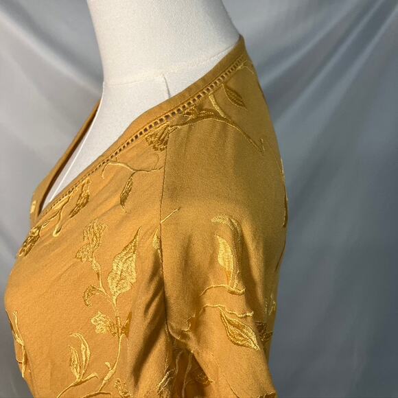 Amuse Society Poolside Dreams Golden Yellow Embroidered Kimono Top Womens M/L - Picture 10 of 16